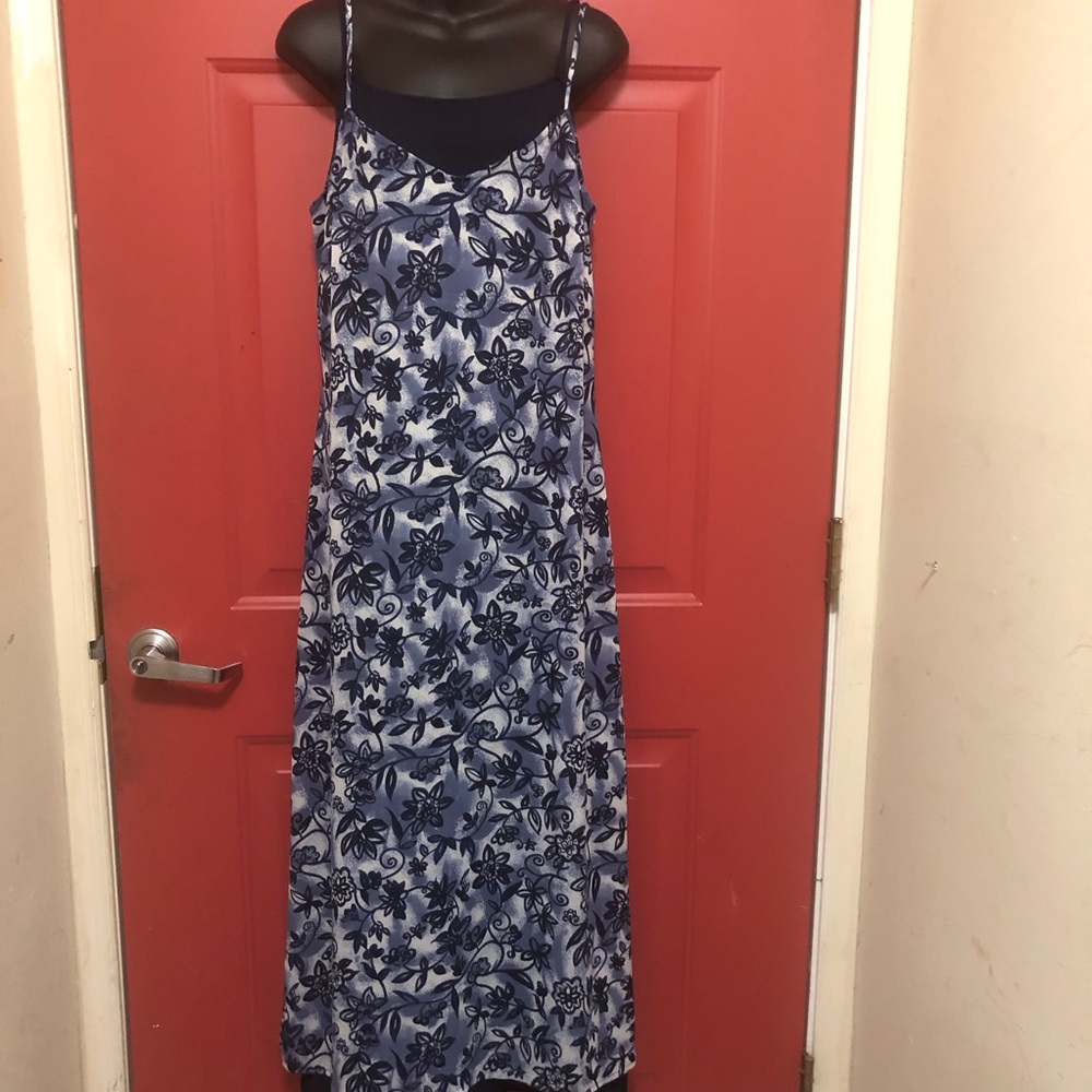 Navy and White Floral Maxi Dress